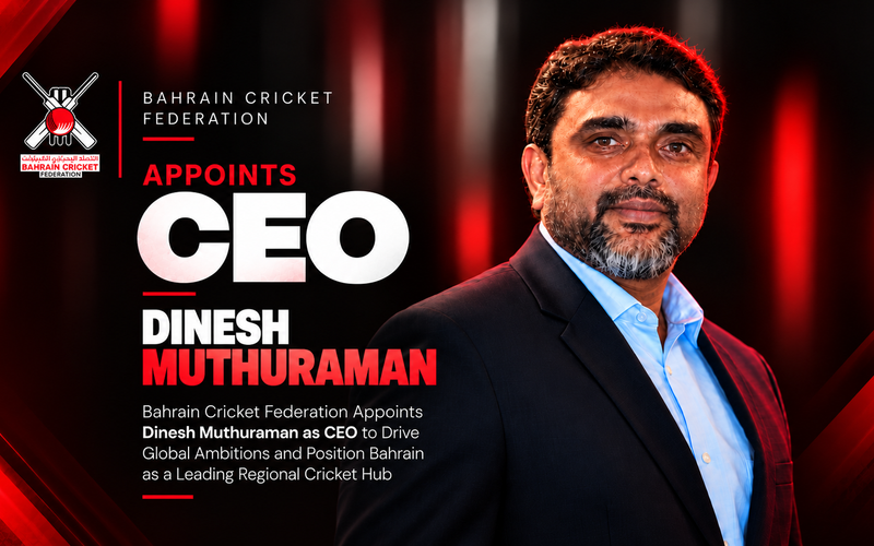 The Bahrain Cricket Federation (BCF) is pleased to announce the appointment of Mr. Dinesh Muthuraman as its new Chief Executive Officer (CEO)